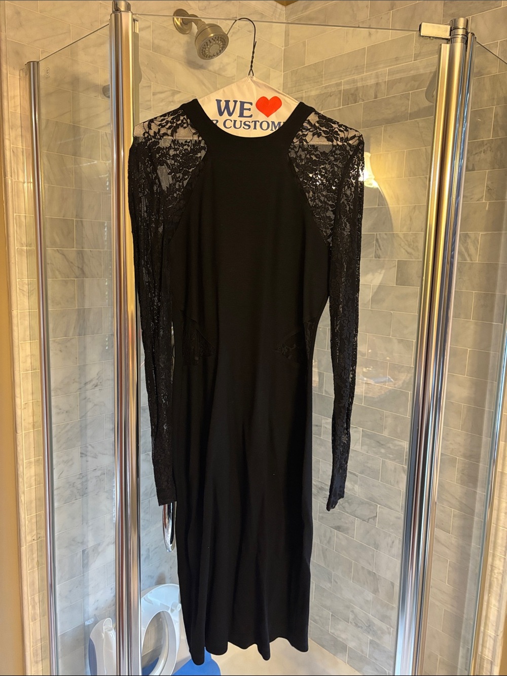 Black Lace-Sleeve Women's Dress